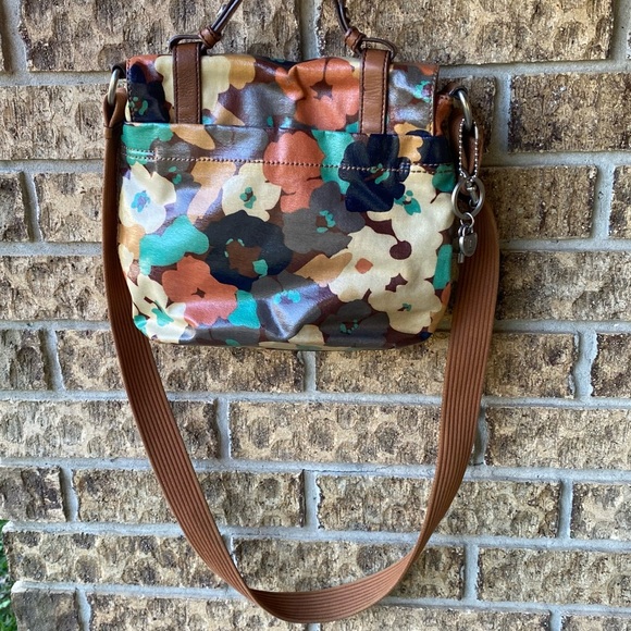 Fossil Key Per Crossbody Bag Purse Coated Canvas Fall Floral Flower Shoulder Bag - Picture 10 of 10